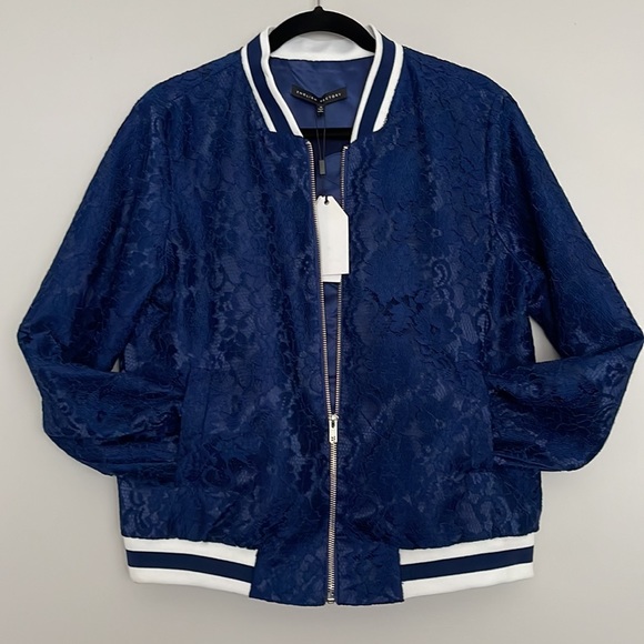 English Factory Bomber Varsity Lace Shell Jacket Womens Sz M NWT* - Picture 4 of 14